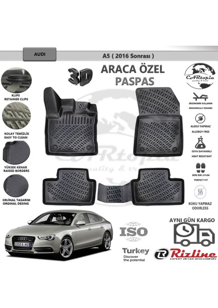 Audi A5 / 2015 Sonrası / / Rizline Paspas