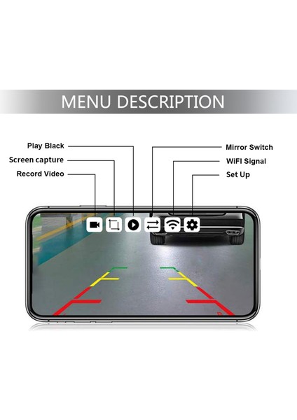 Kablosuz Yedekleme Kamera HD Wifi Arka Görüş Kamerası (Yurt Dışından)