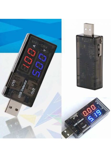 USB Voltmetre USB Ampermetre  USB Akım Ölçer - Çift USB Çıkışlı