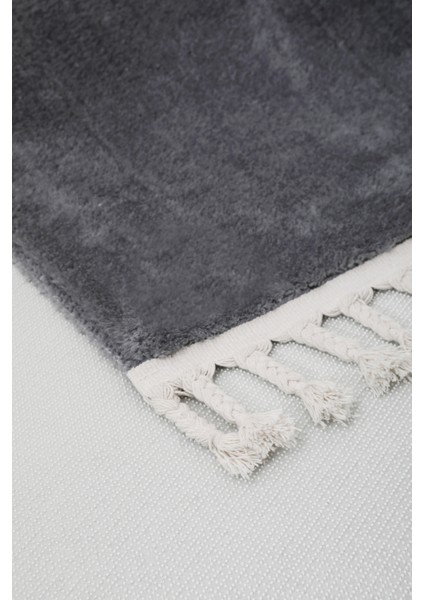 Dijidekor Koyu Gri Post Dokuma Halı Saçaklı Peluş Yumuşacık Kaymaz Antibakteriyel 60X350 modelleri