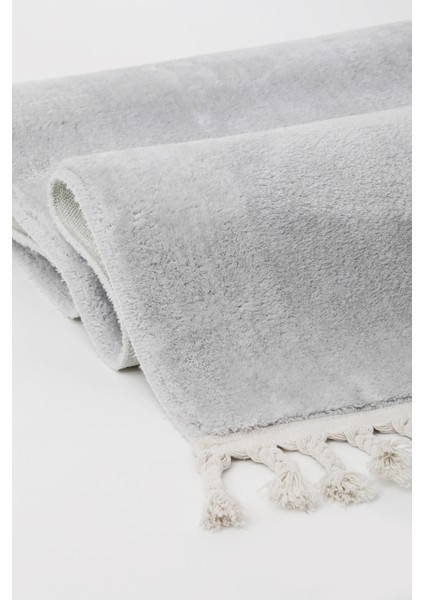 Dijidekor Açık Gri Post Dokuma Halı Saçaklı Peluş Yumuşacık Kaymaz Antibakteriyel 60X350 modelleri