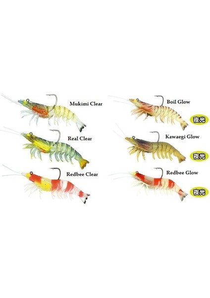 Viceo Swim Bait Shrimp Nama Silikon Karides 4.3 Inç Redbee Glow