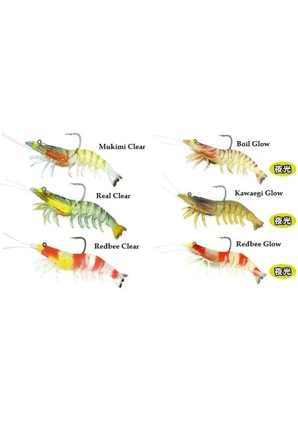 Viceo Swim Bait Shrimp Nama Silikon Karides 3 Inç Redbee Glow