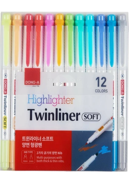 Twinliner Soft Fosforlu Fırçalı 12 Adet Set