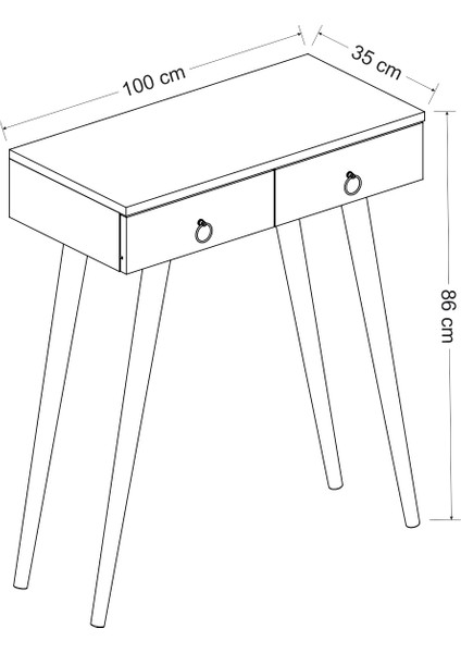 Arden Ahşap Ayaklı Modern Dekoratif Dresuar Beyaz 100 cm