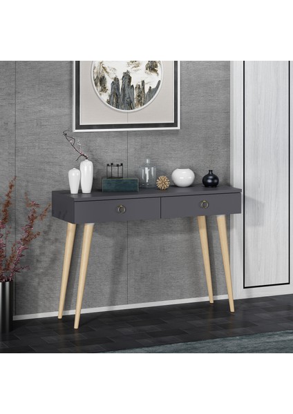 Arden Ahşap Ayaklı Modern Dekoratif Dresuar Antrasit 100 cm fiyatları