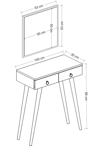 Arden Ahşap Ayaklı Kare Aynalı Modern Dekoratif Dresuar Beyaz 100 cm indirimleri