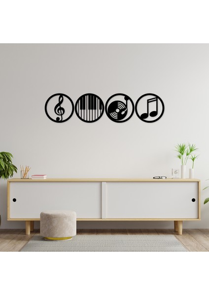 80X21 cm 4'lü Müzik Ikonları Duvar Panosu