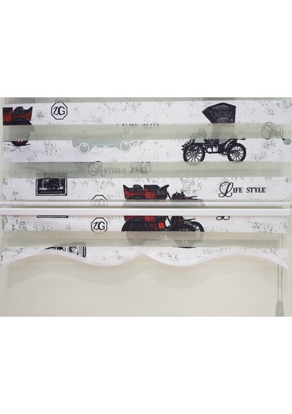 Araba Baskılı Desenli Çocuk Odası Zebra Stor Perde