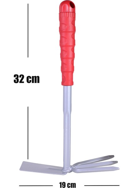 El Çapası Saplı Küçük Tarla Bahçe Çapası 3 Dişli 32 cm