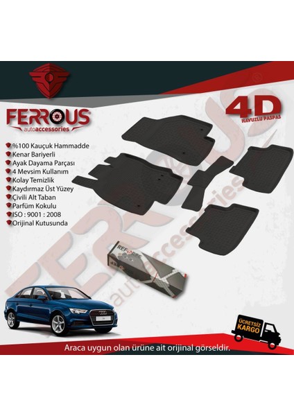 Audi A3 Sedan 4d Paspas Siyah ve Bagaj Havuzu 2013 ve Üstü