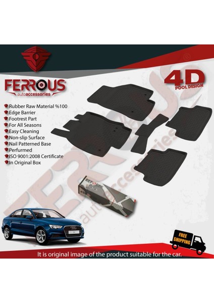 Audi A3 Sedan 4d Paspas Siyah ve Bagaj Havuzu 2013 ve Üstü