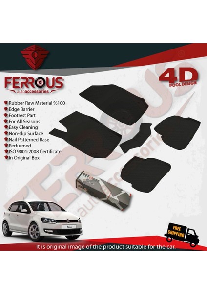 Volkswagen Polo 6r 4d Havuzlu Paspas 2010 2016 Siyah modelleri