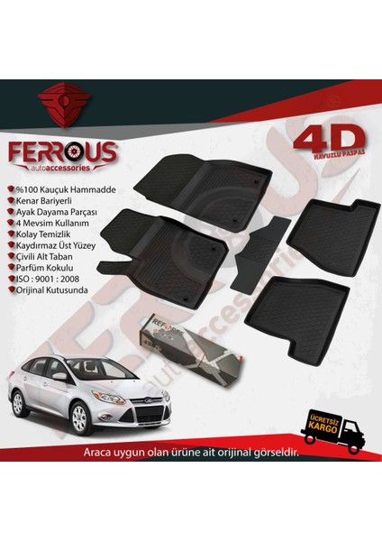 Ford Focus 3 4d Havuzlu Kauçuk Paspas 2011 2014 Siyah fiyatları