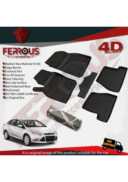 Ford Focus 3 4d Havuzlu Kauçuk Paspas 2011 2014 Siyah modelleri
