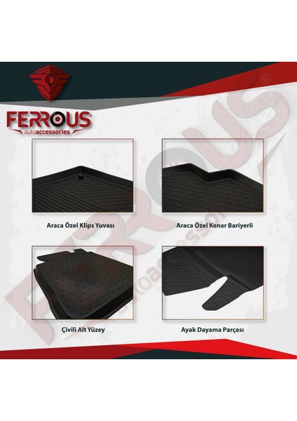 Ford Focus 3 4d Havuzlu Kauçuk Paspas 2011 2014 Siyah fırsatları