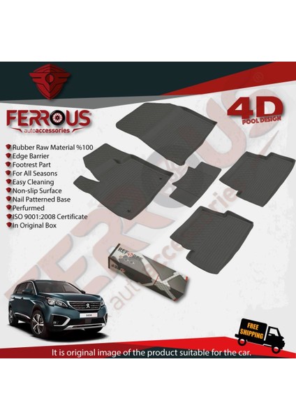 Peugeot 5008 Allure 4d Havuzlu Paspas 2017 ve Üstü Siyah modelleri