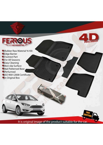 Ford Focus 4 Hb 4d Paspas Siyah ve Bagaj Havuzu 2015 ve Üstü