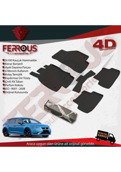 Seat Leon Mk3 4d Havuzlu Kauçuk Paspas 2013 ve Üstü Siyah