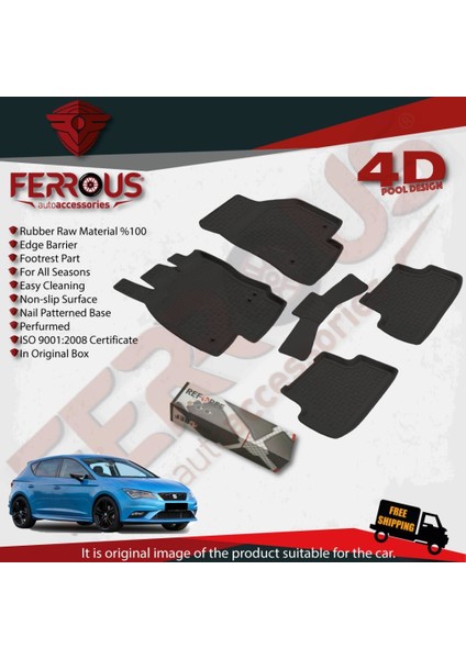 Seat Leon Mk3 4d Havuzlu Kauçuk Paspas 2013 ve Üstü Siyah