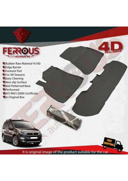 Peugeot Partner Tepee 90 Hp 4d Paspas Siyah ve Bagaj 2008 ve Üstü modelleri