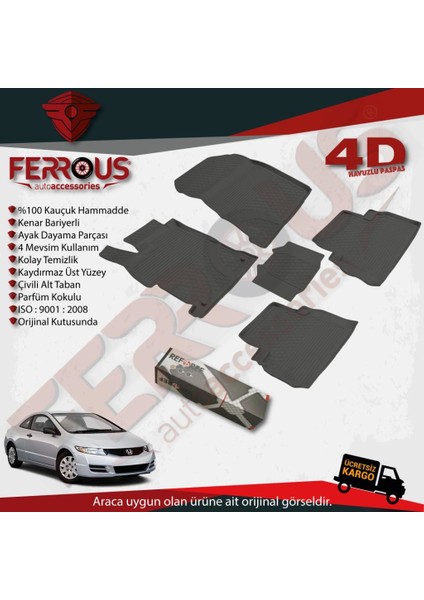 Honda Civic Sedan 4d Havuzlu Kauçuk Paspas 2007 2012 Siyah fiyatları