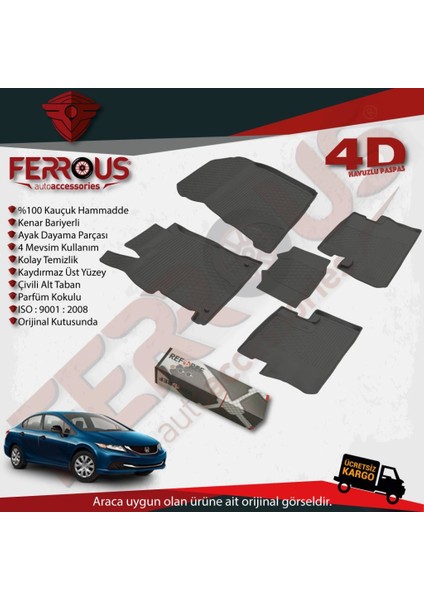 Honda Civic Sedan 4d Paspas Siyah ve Bagaj Havuzu 2012 2015 fiyatları