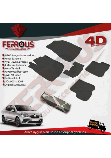 Renault Clio Symbol 3 4d Havuzlu Paspas 2013 ve Üstü Siyah