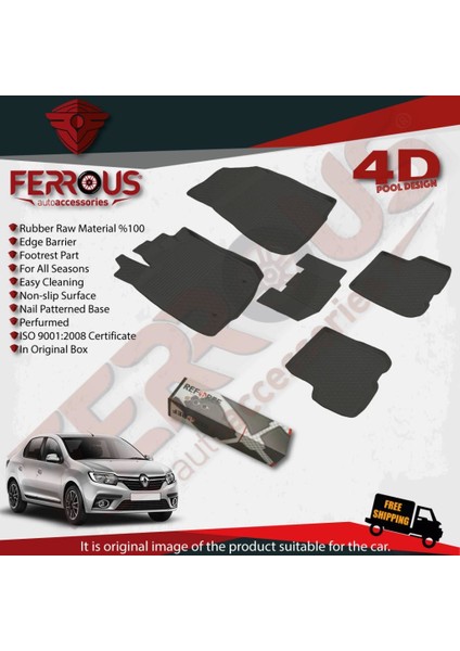 Renault Clio Symbol 3 4d Havuzlu Paspas 2013 ve Üstü Siyah