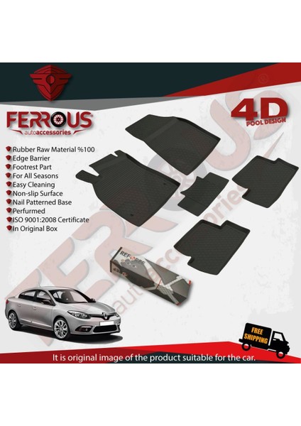 Renault Fluence 4d Paspas Siyah ve Bagaj Havuzu 2010 ve Üstü