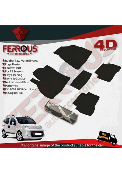Fiat Fiorino 4d Paspas Siyah ve Bagaj Havuzu 2007 ve Üstü modelleri