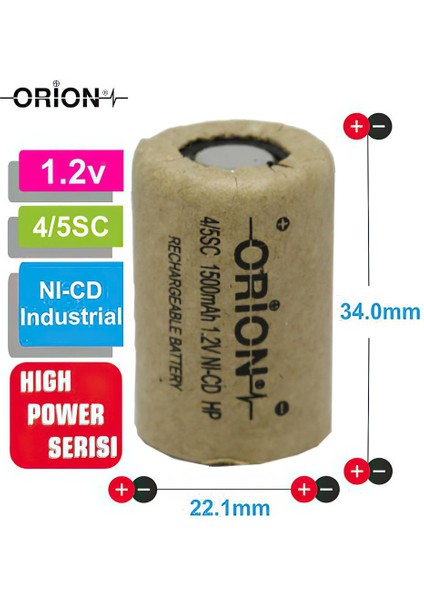 1.2V Ni-Cd 4/5sc 1500MAH Şarj Edilebilir Pil - Hp