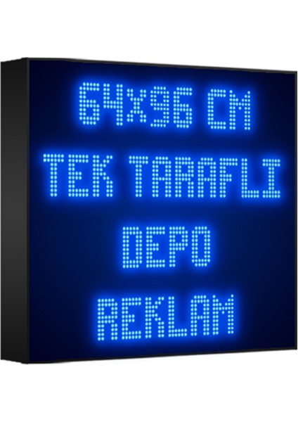 Mavi Kayan Yazı LED Tabela 64 x 96 cm Tek Taraflı Depo Reklam Tabela