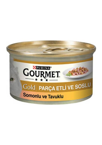 Gold Somon Tavuk Parça Etli Kedi Konservesi 24X85 gr