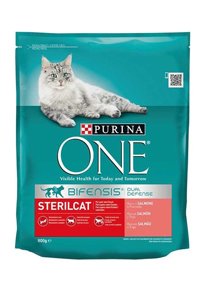 One Kısırlaştırılmış Somonlu Kuru Kedi Maması 800 gr