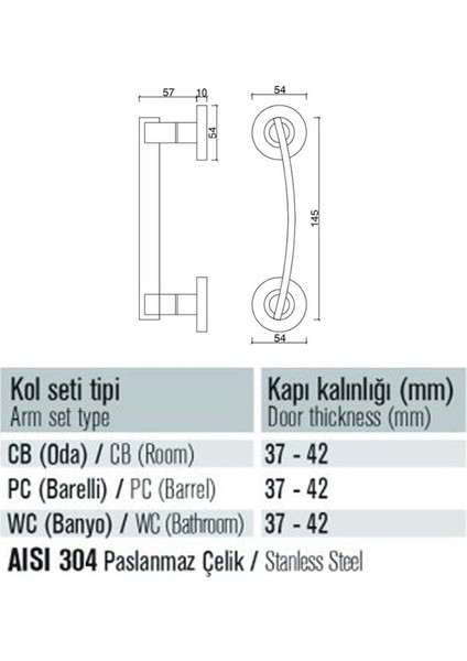 003 S Saten Krom Çekme Kapı Kolu 20 cm