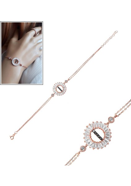 Öze Dönüş Baget Taşlı Rose I Harfi Bileklik