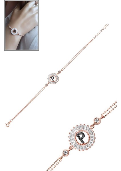 Öze Dönüş Baget Taşlı Rose P Harfi Bileklik fiyatları