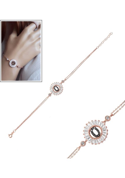 Öze Dönüş Baget Taşlı Rose Ö Harfi Bileklik