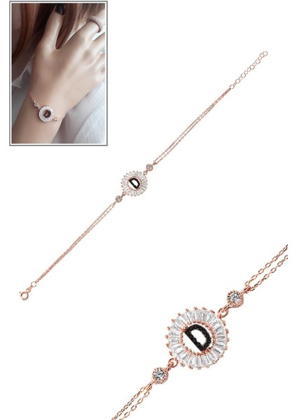 Öze Dönüş Baget Taşlı Rose D Harfi Bileklik fiyatları
