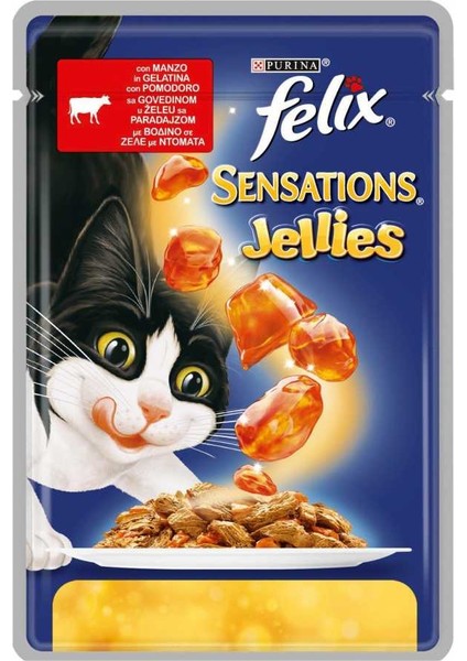 Sensations Sığır Etli Domotesli Jel Pouch Kedi 100 gr 6 Adet