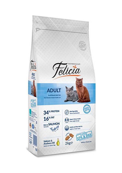 Az Tahıllı Somonlu Yetişkin Kedi Maması 2 kg