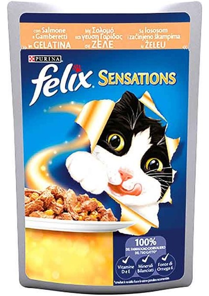 Sensations Somonlu Karidesli Jel Pouch Kedi 100 gr