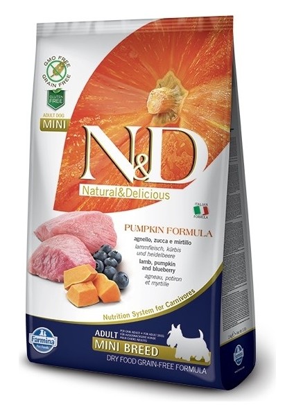 Pumpkin Tahılsız Kuzulu Küçük Irk Yetişkin Köpek Maması 2,5kg