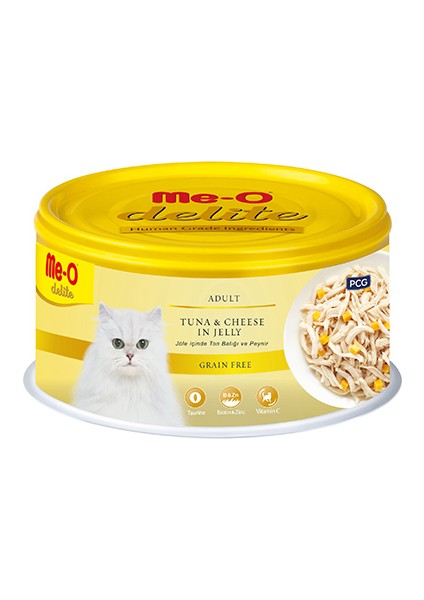 Me-O Delite Jöle Içinde Ton & Peynir Tahılsız Kedi Konserve 6X80 gr
