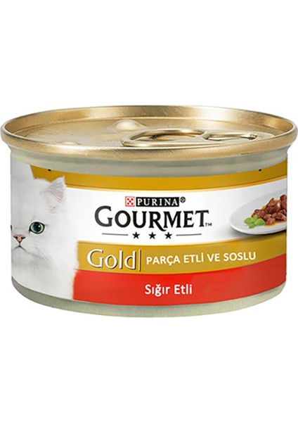Gold Sığır Etli Parça Etli Kedi Konservesi 12X85 gr