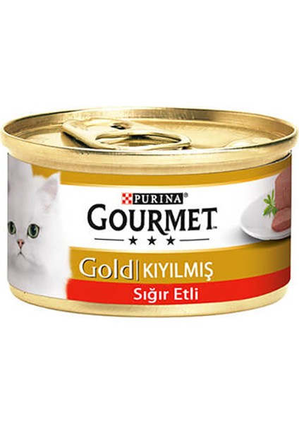 Gold Sığır Etli Yetişkin Kıyılmış Kedi Konservesi 6X85 gr