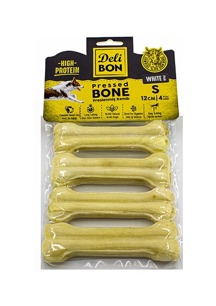 Deri Pres Kemik 12 cm S Boy 4 Lü Paket Beyaz