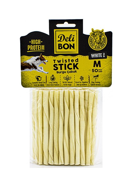 Deri Burgu Çubuk Orta Boy 12 Li Paket Beyaz