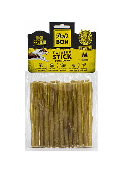 Deri Burgu Çubuk Orta Boy 25 Li Paket Natural